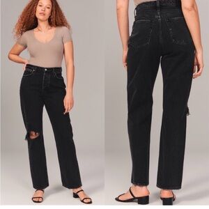 Abercrombie & Fitch The Dad High Rise Jeans Button Fly Distressed